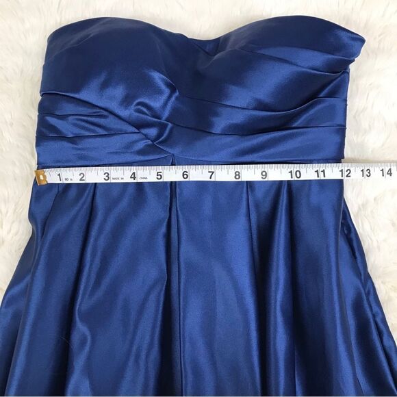 BILL LEVKOFF Navy Blue Strapless Satin Dress Short Bridesmaid Formal Size 0 - Picture 13 of 14